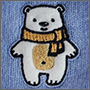 Белый медвежонок с шарфом вышивка